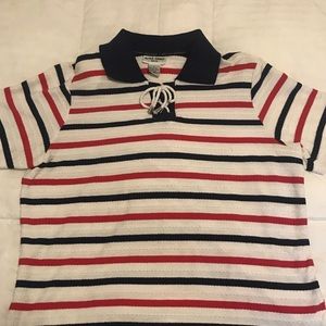 Alfred Dunner blue red& white striped collared